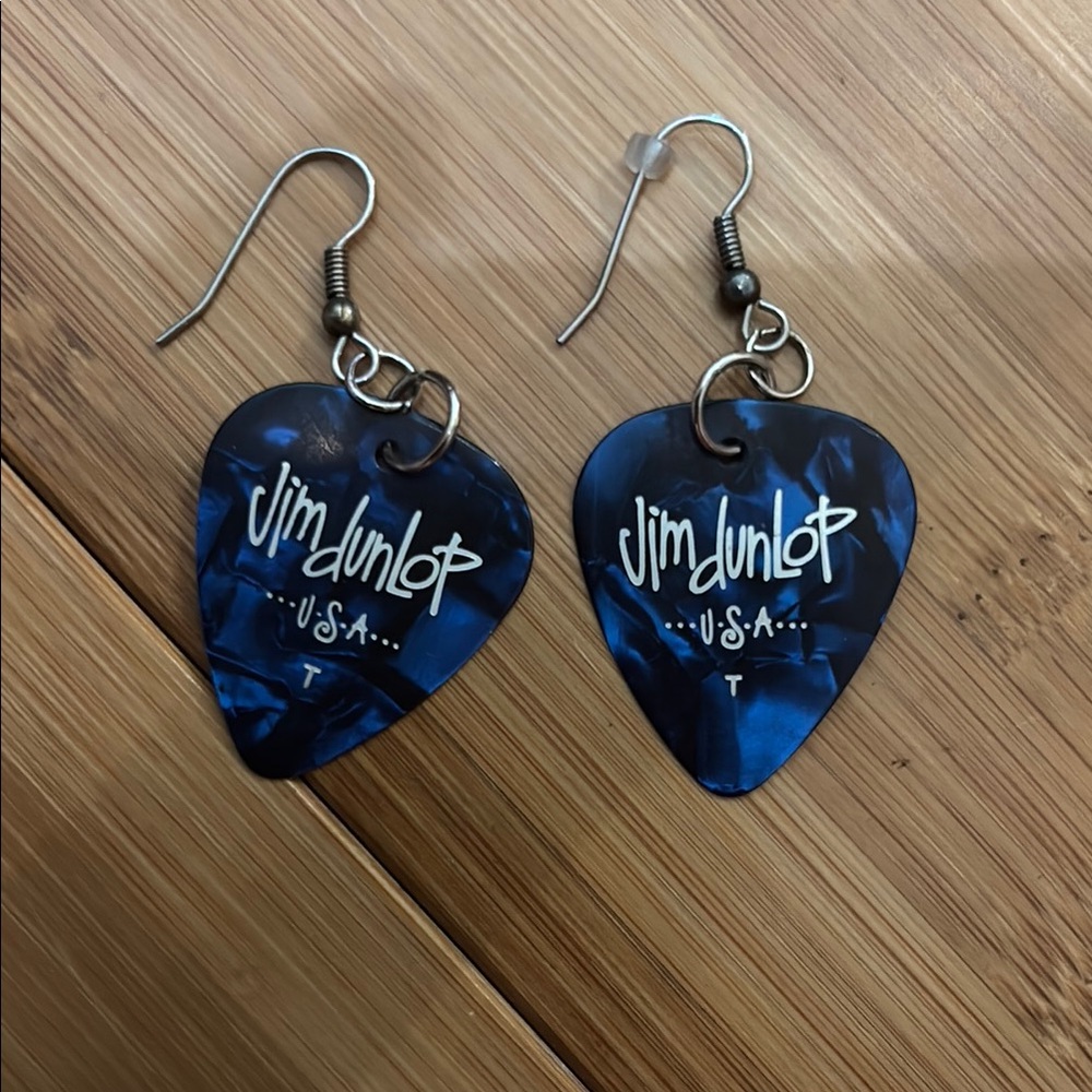 Jim Dunlop Blue Guitar Pick Earrings